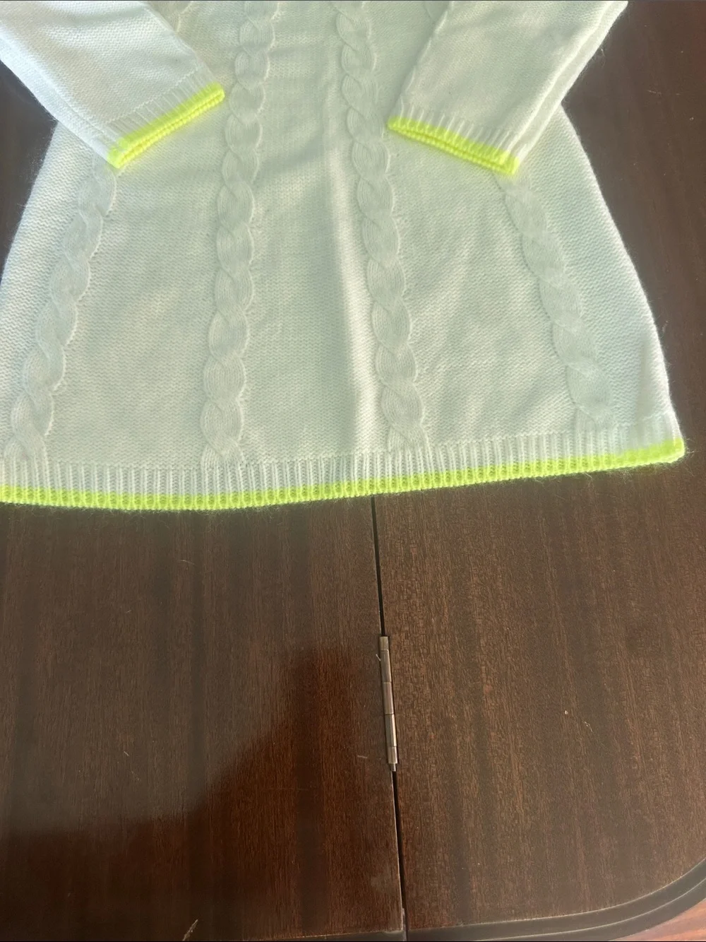 Gymboree White Knit Dress with Neon Yellow Trim and Bow